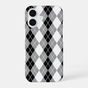 Grey Black White Argyle Diamond Design iPhone 16 Case