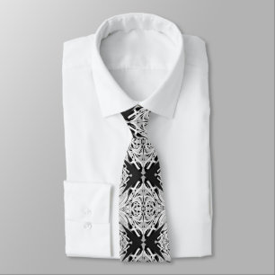 Grey Black White Butterfly Wing Abstract Pattern  Tie