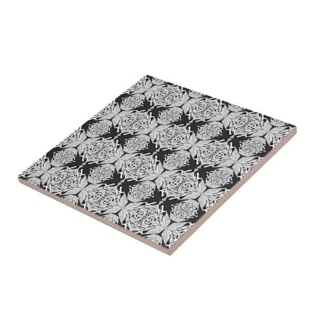 Grey Black White Butterfly Wing Abstract Pattern   Tile (Side)