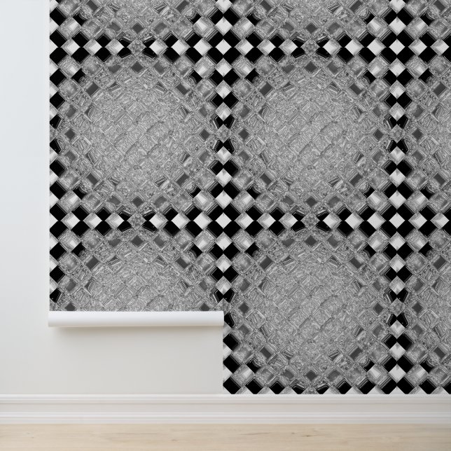 Grey & Black & White Chequerboard Squares 3D Look Wallpaper (Application)