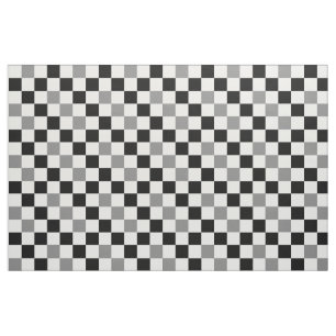 Grey Black White Chequered Pattern Design Fabric