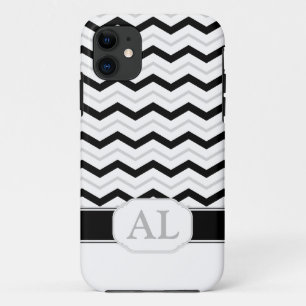 Grey Black & White Chevron Monogram iPhone 5 Case