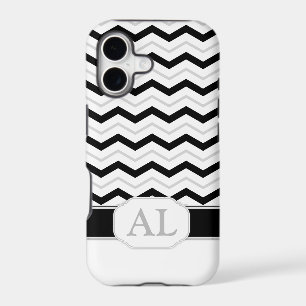 Grey Black & White Chevron Monogram iPhone 5 Case