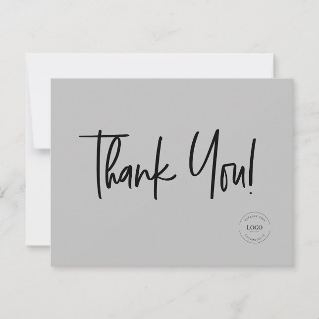 Grey Black White Company Logo Social Thank You  (Front)
