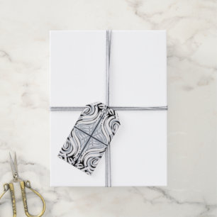 Grey Black White Curly Abstract Pattern  Gift Tags