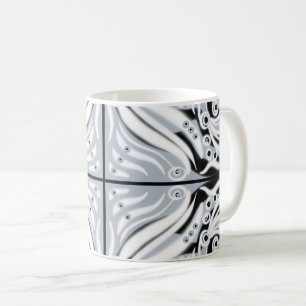 Grey Black White Curvy Abstract Pattern  Coffee Mug