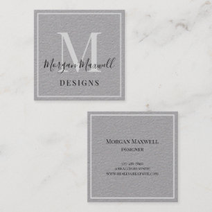 Grey Black White Elegant Modern Signature Square Square Business Card