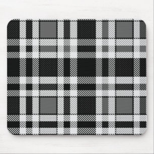 Grey Black White Flannel Plaid Tartan Design Mouse Mat