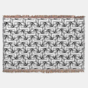 Grey Black+White Geometric Pattern NoColor #4 Throw Blanket