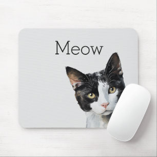 Grey Black White Kitty Cat Mouse Mat