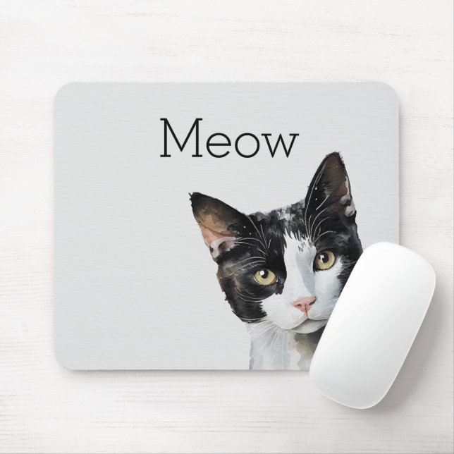 Grey Black White Kitty Cat Mouse Mat (With Mouse)