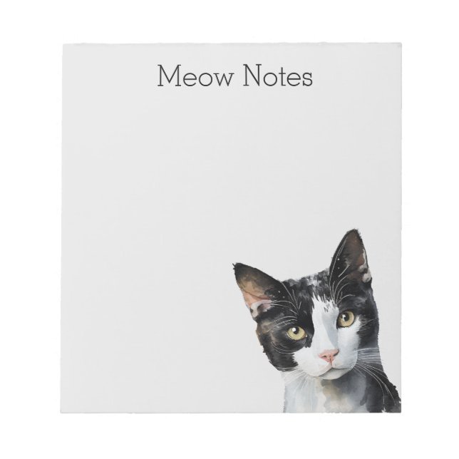 Grey Black White Kitty Cat Notepad (Front)