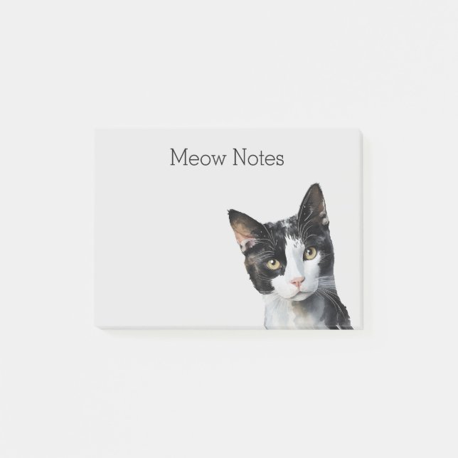 Grey Black White Kitty Cat Post-it Notes (Front)