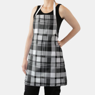 Grey Black White Madras Plaid Design Apron