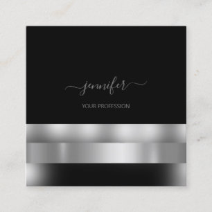Grey Black White Makeup Artist Influencer Silver Square Business Card