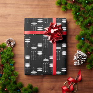 Grey Black White MCM Mid Century Abstract Modern Wrapping Paper