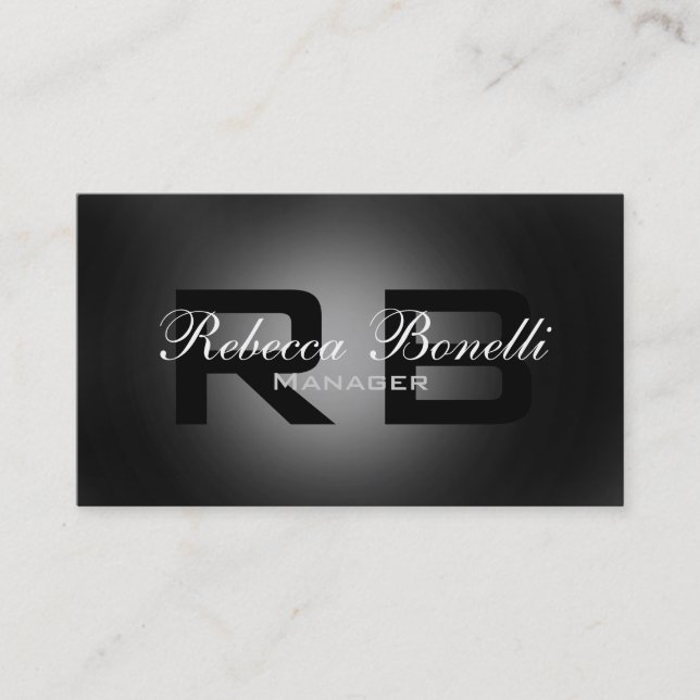 Grey Black White Monogram Consultant Business Card (Front)