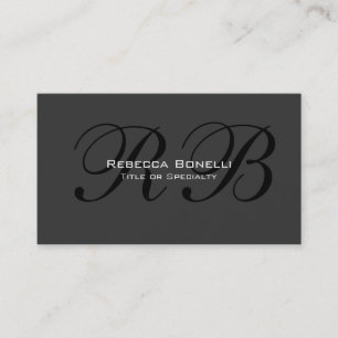 Grey Black White Monogram Consultant Business Card