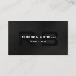 Grey Black White Monogram Manager Business Card