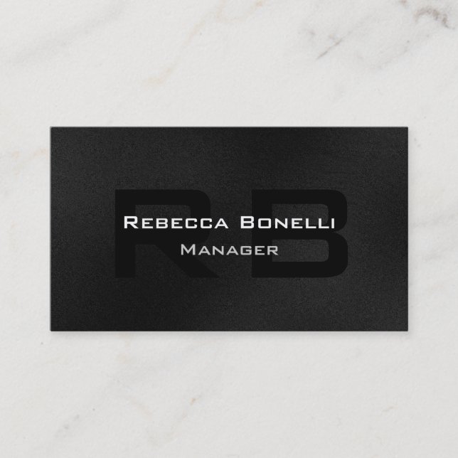 Grey Black White Monogram Manager Business Card (Front)