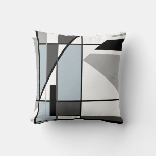 Grey Black White Mosaic Geometric Pattern Cushion