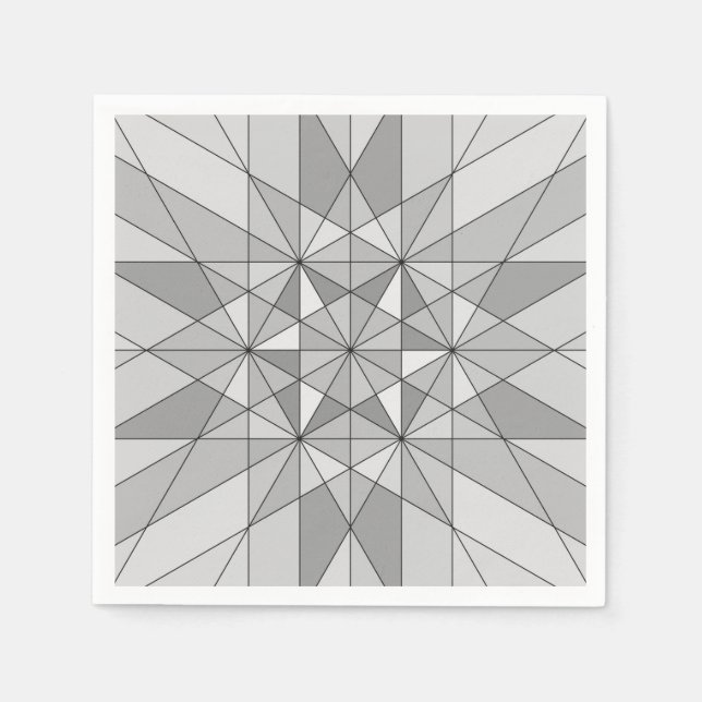 Grey black white Mosaic Triangle retro Pattern Napkin (Front)