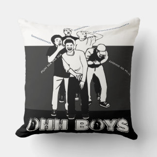 grey black white OHH BOYS Crack Up Laughing Cushion