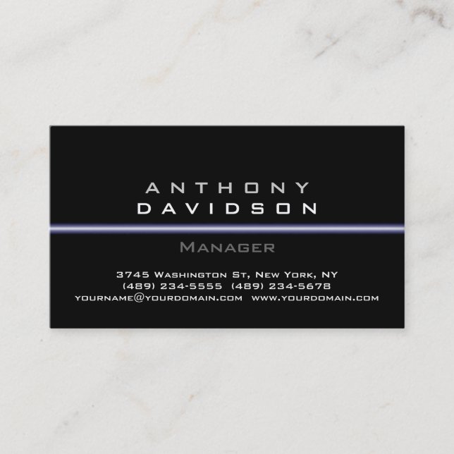 Grey Black White Pattern Thin Light Business Card (Front)