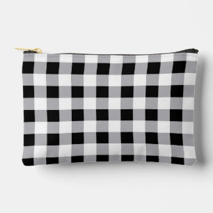 Grey Black White Plaid Check Pattern  Accessory Pouch