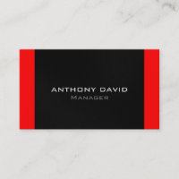 Grey Black White Red Stripes Simple Business Card
