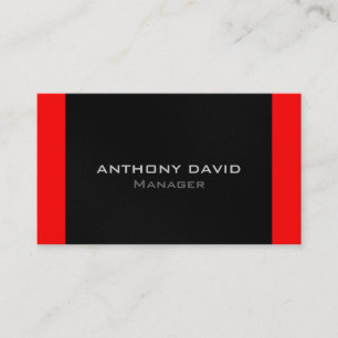 Grey Black White Red Stripes Simple Business Card