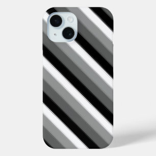 Grey Black White Stripes Design  iPhone 15 Case
