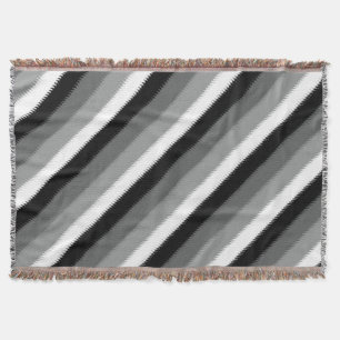 Grey Black White Stripes Design Throw Blanket