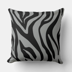 Grey/Black White Tiger Print Reversible Pillow