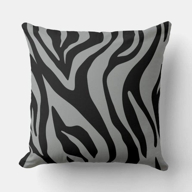 Grey/Black White Tiger Print  Reversible Pillow (Front)
