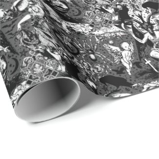 Grey Black Witchy Gothic Victorian Goth Baphomet Wrapping Paper