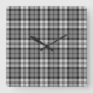  Grey Blackwatch Tartan Plaid Design  Square Wall Clock