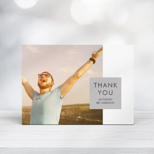 Grey Block   Photo Graduate Thank You Invitation