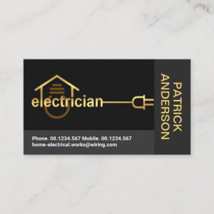 Grey Blocks Gold Electrician Wiring Business Card