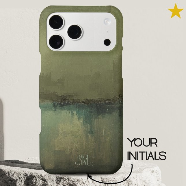 Grey Blue Abstract Modern Art Custom Name  (Creator Uploaded)