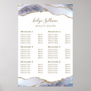 Grey Blue Agate Price List Poster