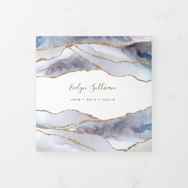Grey Blue Agate Trifold Brochure (Cover)