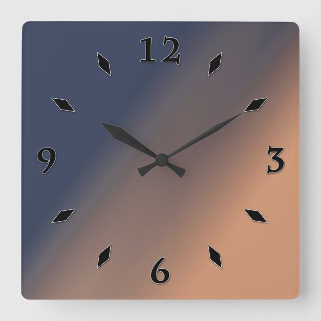 Grey-blue and beige gradient. square wall clock (Front)