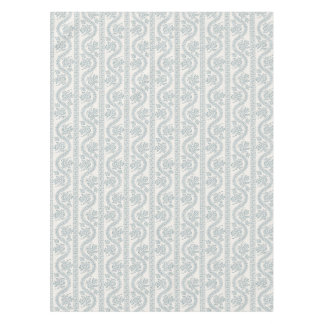 Grey Blue and Bone Floral Stripe Tablecloth