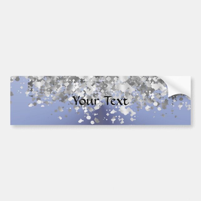 Grey blue and faux glitter bumper sticker (Front)