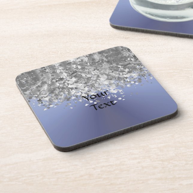 Grey blue and faux glitter coaster (Left Side)