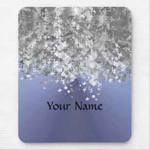 Grey blue and faux glitter mouse mat