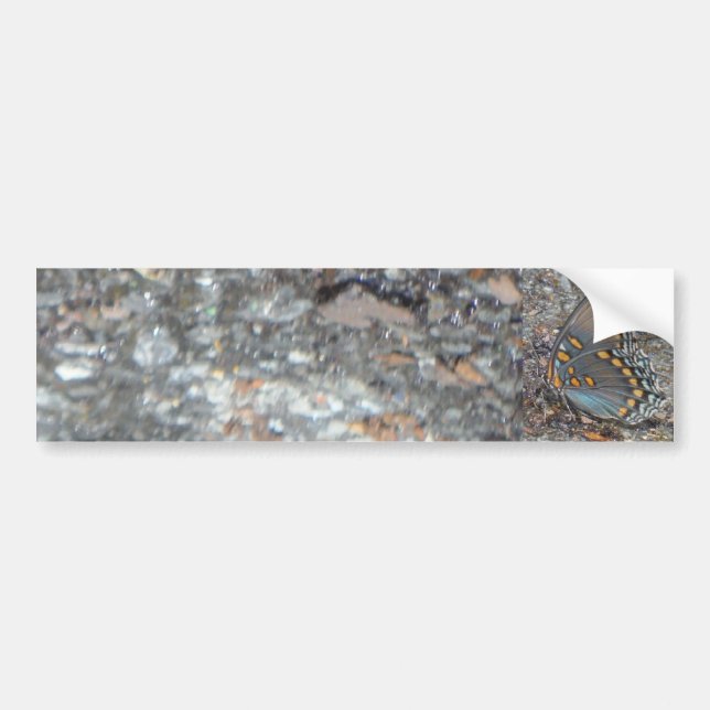 Grey Blue and orange butterfly camo Bumper Sticker (Front)