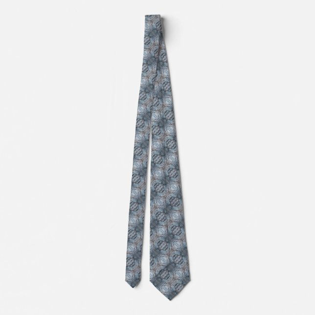 Grey Blue Art Pattern Neck Tie - Modern (Back)