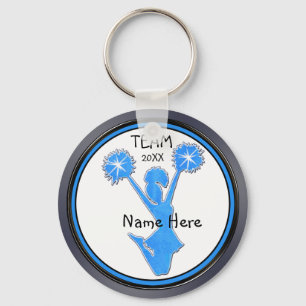 Grey Blue Black Cheerleader Keychains Personalised